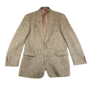 J.D. Christopher Sport Coat Mens 40 Brown Geometric Wool Tweed Blazer Jacket